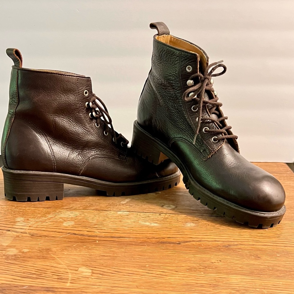 Borelli Brown Leather Lace Up Boots